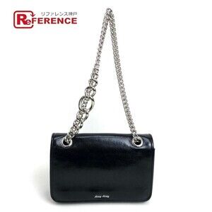 Miu Miu Shoulder Bag Crossbody Chain Calf Leather Black